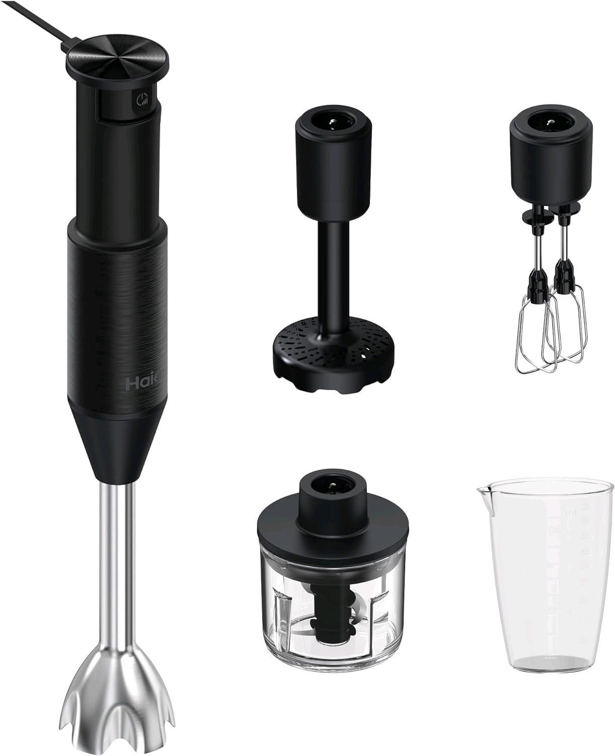 HAIER I MASTER SERIE 5 FRULLATORE A IMMERSIONE 1000W 4 IN 1 CON BECHER FRUSTA SCHIACCIAPATE TRITATUTTO VELOCITA' VARIABILE NERO