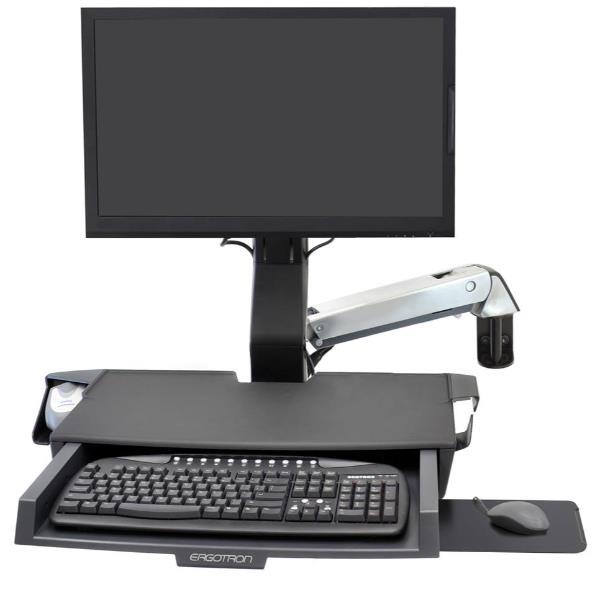 Ergotron StyleView - Kit montaggio (poggiapolso, kit staffe montaggio barra, piano scorrimento mouse, staffa di regolazione altezza, scanner di codici a barre e porta mouse, braccio combinato, piano di lavoro con ripiano per tastiera) - per display LCD/do