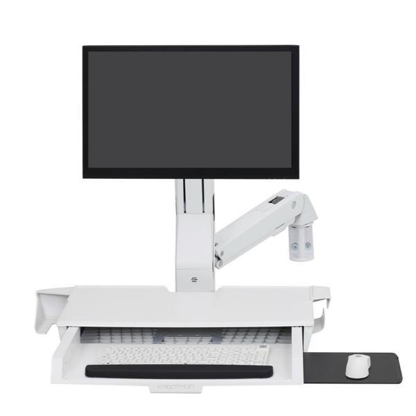 Ergotron StyleView - Kit montaggio (supporto per mouse, poggiapolso, supporto per scanner codici a barre, adattatore VESA, staffa di montaggio a parete, porta tastiera, base con superficie orizzontale piatta, braccio monitor regolabile, kit staffe montagg