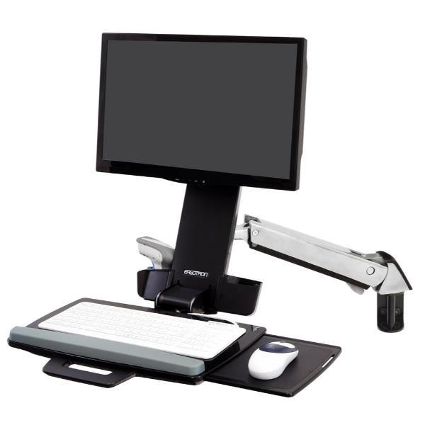 Ergotron StyleView - Kit montaggio (poggiapolso, kit staffe montaggio barra, staffa di regolazione altezza, ripiano per tastiera con porta-mouse sinistro/destro, scanner di codici a barre e porta mouse, braccio combinato) - per display LCD/dotazione PC -