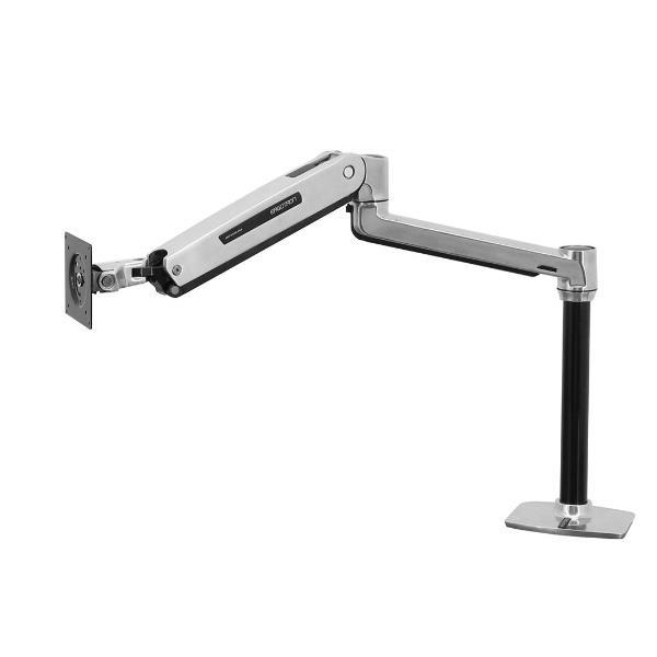 Ergotron LX - Kit montaggio (braccio estensibile, asta, adattatore VESA, braccio per utilizzo in piedi e da seduti, base con morsetto a scrivania, base con montaggio ad anelli) - per display LCD - Alluminio - alluminio lucidato - dimensione schermo: fino