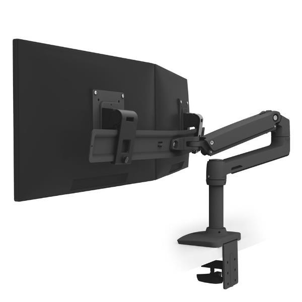 Ergotron LX - Kit montaggio (braccio snodato, 2 snodi, archetto per doppio display, base, morsetto da scrivania formato da 2 pezzi, asta da 8", estensione) - per 2 display LCD - diretto duale - nero opaco - dimensione schermo: fino a 25"