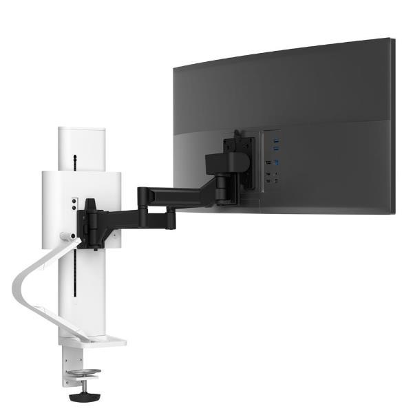 Ergotron TRACE - Kit montaggio (pivot, base, distanziale VESA, colonna di sollevamento, bracci di estensione, morsetto da scrivania formato da 2 pezzi, canale di gestione cavo) - Tecnologia brevettata Constant Force - per display LCD - bianco - dimensione
