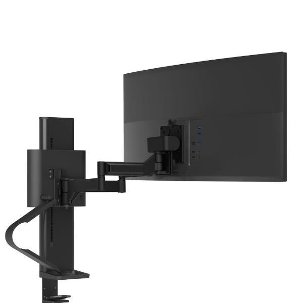 Ergotron TRACE - Kit montaggio (pivot, base, distanziale VESA, colonna di sollevamento, bracci di estensione, morsetto da scrivania formato da 2 pezzi) - Tecnologia brevettata Constant Force - per display LCD - nero opaco - dimensione schermo: 21.5-38"