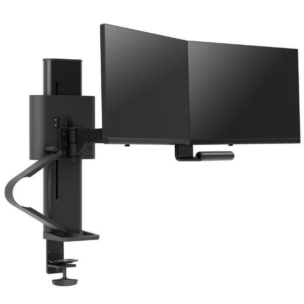 Ergotron TRACE - Kit montaggio (impugnatura, base, colonna di sollevamento, bracci di estensione, arco, 2 perni scorrevoli, morsetto da scrivania formato da 2 pezzi) - Tecnologia brevettata Constant Force - per 2 display LCD - nero opaco - dimensione sche