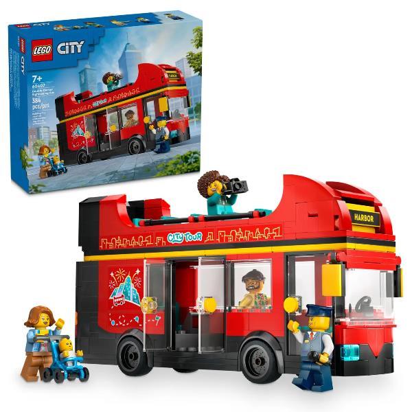 LEGO CITY AUTOBUS TURISTICO ROSSO A DUE PIANI STILE LONDINESE CON 5 MINIFIGURE