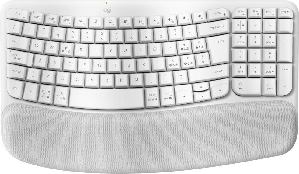 Logitech Wave Keys - Tastiera - senza fili - 2.4 GHz, Bluetooth LE - QWERTY - italiana - Off-White