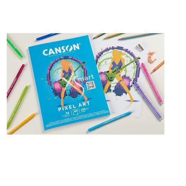 CANSON ALBUM DA DISEGNO CON QUADRETTATURA 5×5 mm 40 FOGLI 120 GR A4 BIANCO CONF 5 PZ.