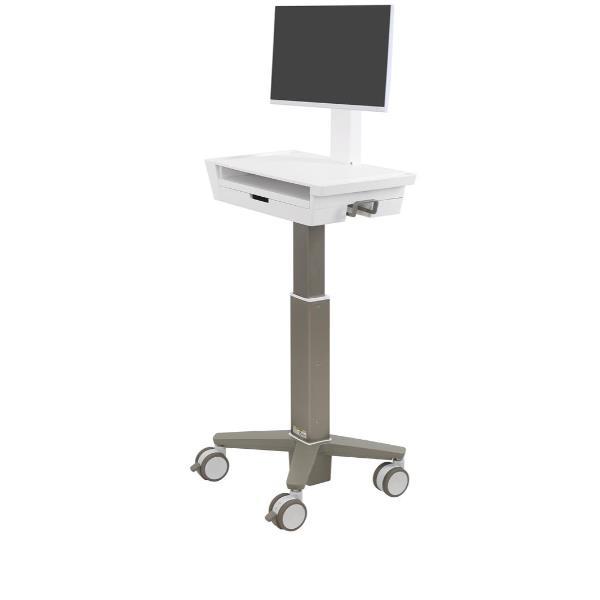Ergotron CareFit Slim 2.0 - Carrello - per impieghi leggeri - per All-In-One/display LCD - cassetto (1x1) - medico - Alluminio, plastica di alta qualità, acciaio zincato - bianco, grigio caldo - dimensione schermo: fino a 27"