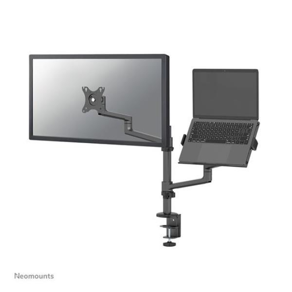 Neomounts DS20-425BL2 - Kit montaggio (morsetto per montaggio su scrivania, adattatore VESA, vassoio per notebook, anello di rinforzo da scrivania, braccio per monitor, braccio del vassoio del notebook) - braccio regolabile a pieno movimento - per display