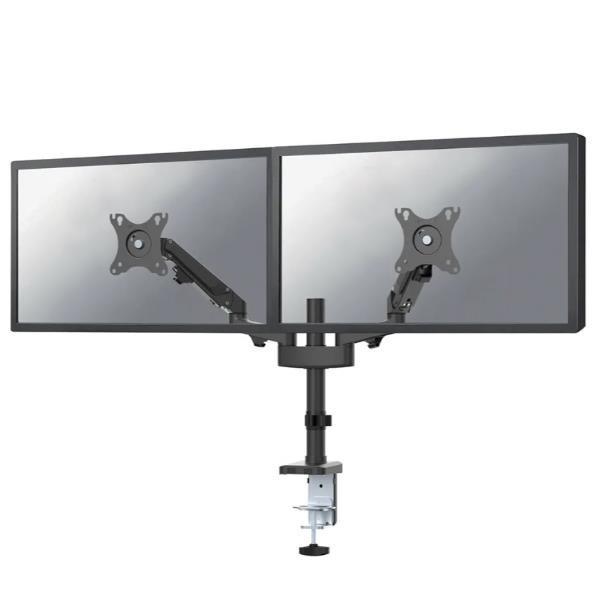 Neomounts DS70-750BL2 - Kit montaggio (montaggio su scrivania) - doppio braccio regolabile full-motion - per 2 display LCD - nero - dimensione schermo: 17"-27" - installabile con morsetto, rondella