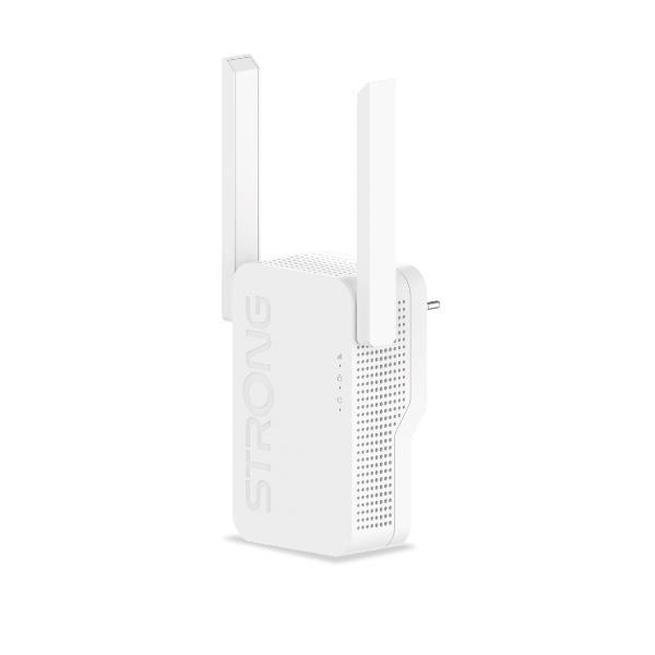 STRONG REPEATER AX 1800 WIRELESS EXTENDER DUAL BAND 2.4/5GHz WI-FI 6 FINO A 1800 Mbit/s 1 PORTA GIGABIT FUNZIONA ATTRAVERSO LA RETE ELETTRIC E CON QUALSIASI MODEM O ROUTER BIANCO