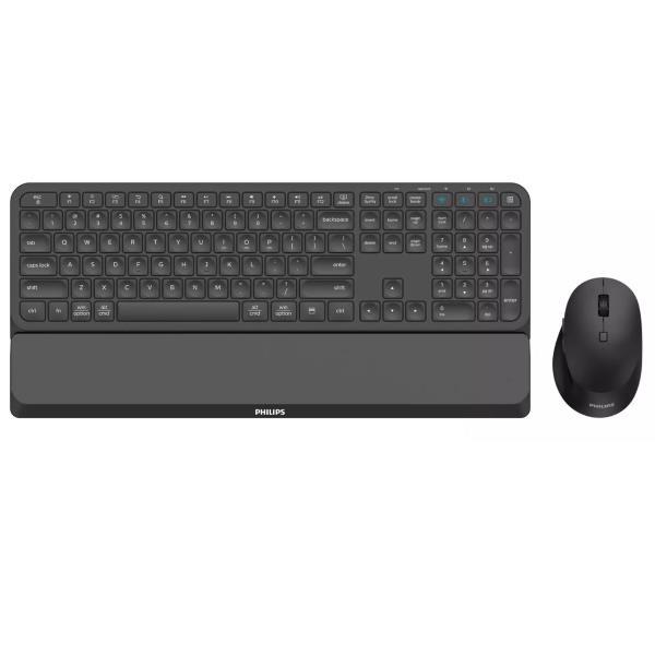 Philips 6000 series SPT6607B - Set mouse e tastiera - detachable palm rest, up to 3200 DPI (adjustable) - senza fili - 2.4 GHz, Bluetooth 3.0, Bluetooth 5.0