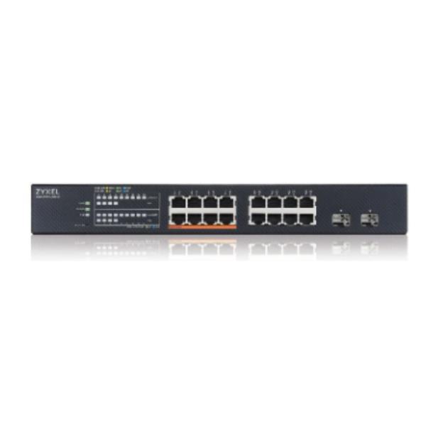 Zyxel XMG1915 Series XMG1915-18EP - Switch - gestito, cloud NebulaFLEX - L3 Lite - intelligente - 8 x 100/1000/2.5G (PoE++) + 8 x 100/1000/2.5G + 2 x Gigabit SFP / 10 Gigabit SFP+ - montabile su rack - PoE++ (180 W)