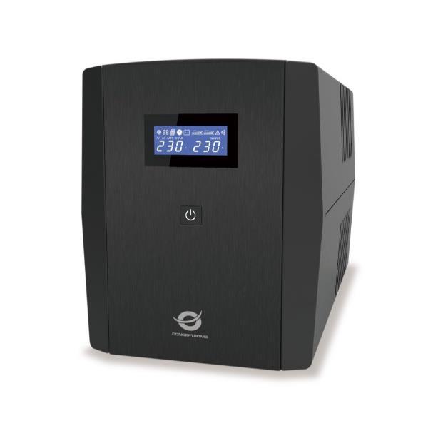 CONCEPTRONIC ZEUS08EM UPS 1500VA/900W A LIENA INTERATTIVA AVR INTEGRATO SCHUKO - 1 PORTA USB 3 PRESE IEC EU + 2 PRESE SCHUKO NERO