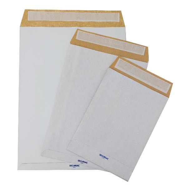 BLASETTI SECURSAC SACCHETTI A SACCO IN CARTA KRAFT CON FILM ANTISTRAPPO 250X350 mm CHIUSURA ADESIVA BIANCO CONF 100 Pz.