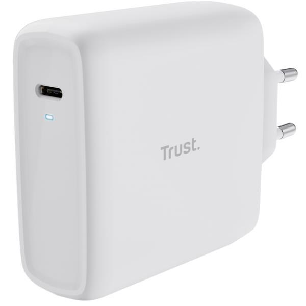 TRUST MAXO CARICABATTERIE DA RETE RAPIDO USB-C 100 W COMPLETO DI CAVO USB-C DA 2 MT BIANCO