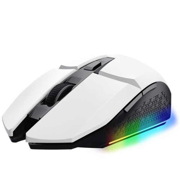 Trust GXT 110 FELOX - Mouse - illuminated, gaming - 6 pulsanti - senza fili - bianco