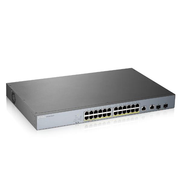 Zyxel GS1350-26HP - Switch - intelligente - 24 x 10/100/1000 (PoE+) + 2 x SFP Gigabit combo (uplink) - desktop, montabile su rack - PoE+ (375 W)