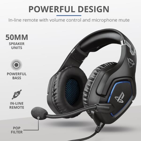 Trust Gaming GXT 488 Forze - Cuffie con microfono - dimensione completa - cablato - jack 3,5 mm - nero - per Sony PlayStation 4, Sony PlayStation 4 Pro, Sony PlayStation 4 Slim