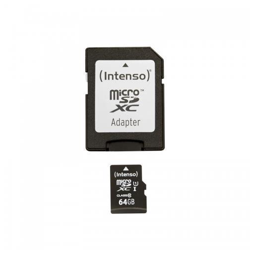 Intenso Premium - Scheda di memoria flash (adattatore da microSDXC a SD in dotazione) - 64 GB - UHS Class 1 / Class10 - UHS-I microSDXC