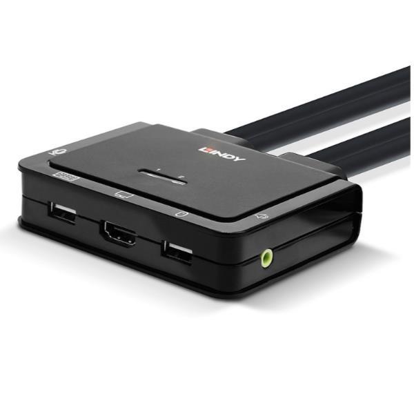 Lindy 2 Port HDMI 2.0, USB 2.0 & Audio Cable KVM Switch - Switch KVM / audio - 2 x KVM / audio - 1 utente locale - desktop
