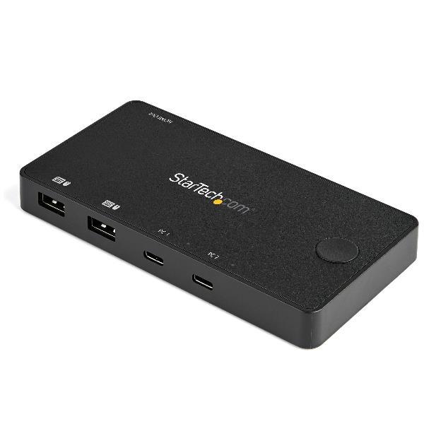 StarTech.com 2 Port USB C KVM Switch, 4K 60Hz HDMI, Compact Dual Port UHD USB Type C Desktop Mini KVM Switch with USB C Cables, Bus Powered, MacBook iPad Pro ThinkPad IdeaPad EliteBook - 4K HDMI KVM Switch (SV211HDUC) - Switch KVM / audio - 2 x KVM / audi