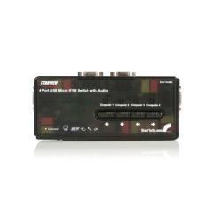 StarTech.com Kit Switch KVM USB con audio e cavi 4 porte, colore nero - Switch KVM / audio - 4 x KVM / audio - 1 utente locale - desktop
