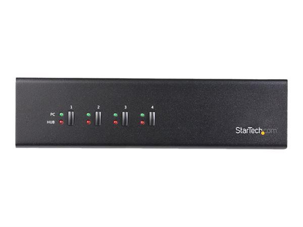 StarTech.com Switch KVM DVI a 4 porte Dual-Monitor Dual-Link +Hub USB 3.0 - 4K 60Hz - Switch KVM Conforme TAA - Switch KVM / audio / USB - desktop - Compatibile TAA