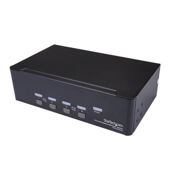 StarTech.com Switch KVM a 4 porte per Dual DisplayPort - 4k 60Hz - Switch KVM / audio / USB - 4 x KVM / audio / USB - 1 utente locale - desktop, montabile su rack