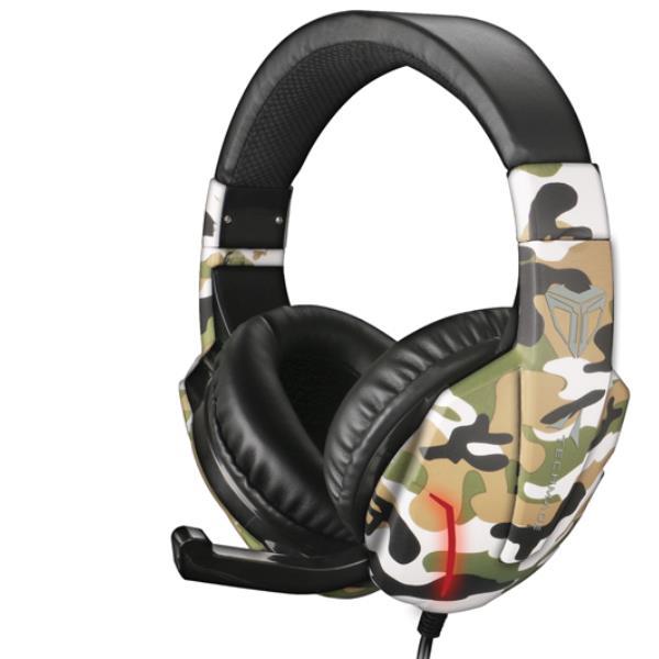 TECHMADE TM-FL1-CAMGR CUFFIE GAMING CON MICROFONO PER PC E CONSOLE CAMOUFLAGE GREEN