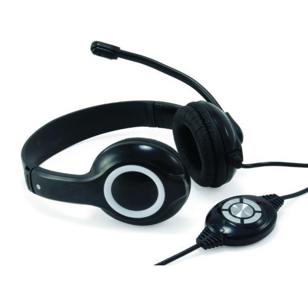 Conceptronic CCHATSTARU2B - Cuffie con microfono - over ear - cablato - USB - nero, bianco