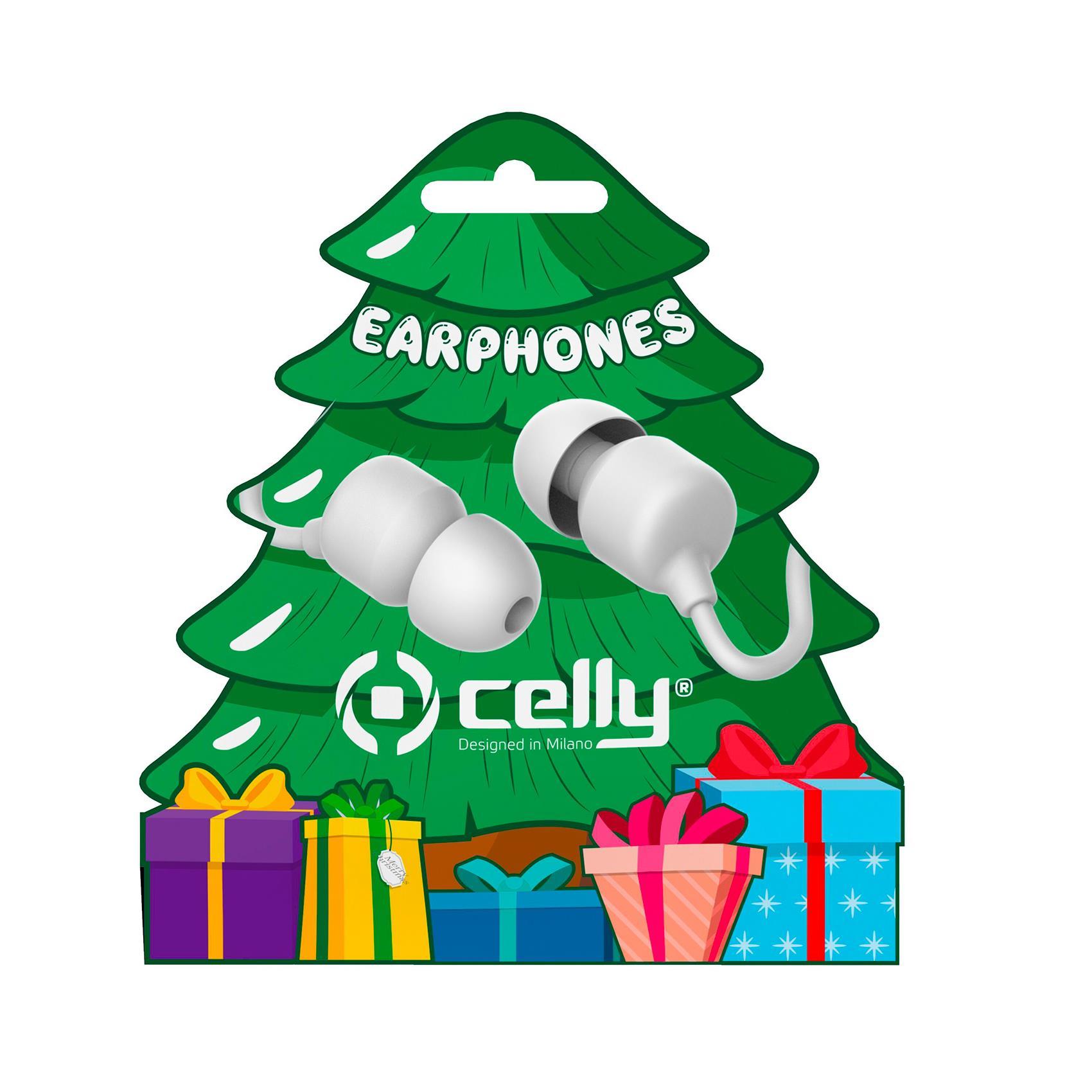 Celly XMASEARTREE - Auricolari con microfono - in-ear - cablato - jack 3,5 mm - bianco