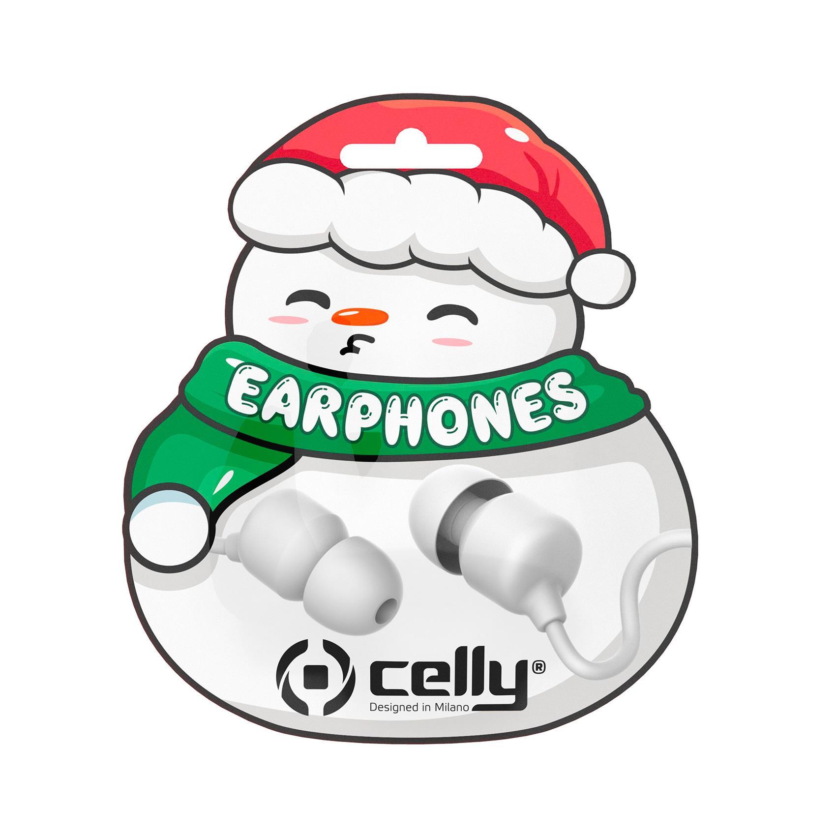 Celly XMASEARSNOW - Auricolari con microfono - in-ear - cablato - jack 3,5 mm - bianco