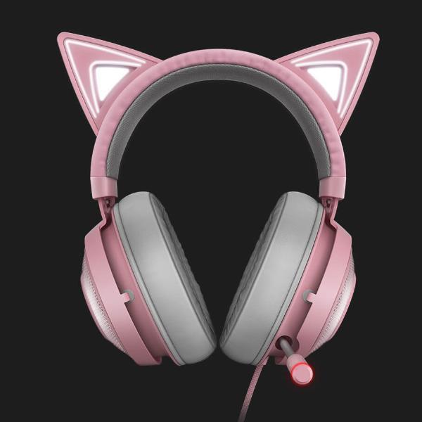 Razer Kraken Kitty - Cuffie con microfono - dimensione completa - cablato - USB - isolamento dal rumore - quarzo rosa