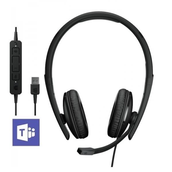 Epos ADAPT 160T ANC USB-C, Cuffia stereo, microfono a cancellazione di rumore, padiglioni maggiorati - Certificata Microsoft teams