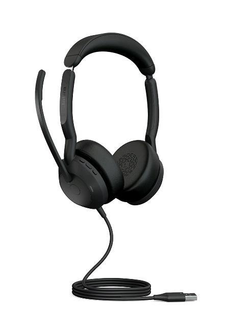 Jabra Evolve2 50 MS Stereo - Cuffie con microfono - on-ear - Bluetooth - senza fili - eliminazione rumore attivata - USB-A - nero - Zoom Certificato, Certificato per i team Microsoft, Cisco Webex Certified, Alcatel-Lucent Certified, Unify Certified, Googl