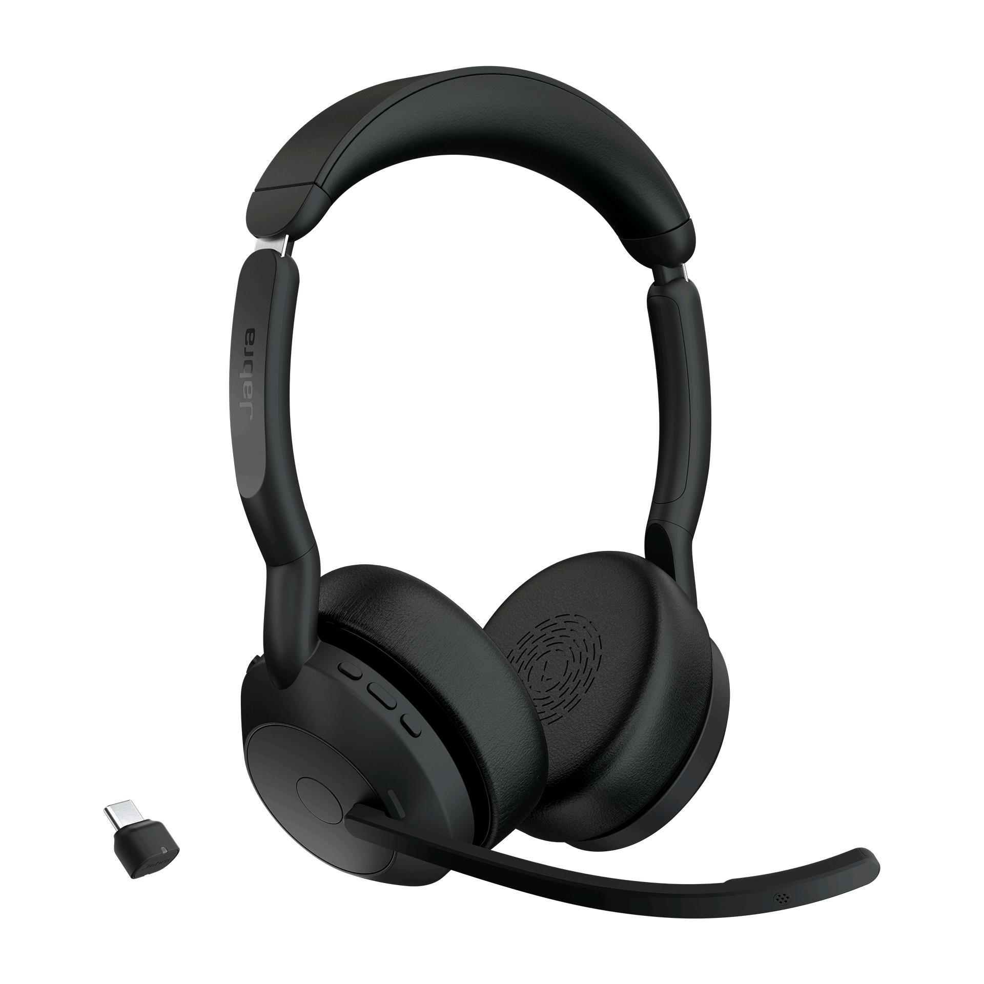 Jabra Evolve2 - Cuffie con microfono - on-ear - Bluetooth - senza fili - eliminazione rumore attivata - USB-C - nero - Zoom Certificato, Cisco Webex Certified, Certificato Alcatel-Lucent, Certificato Avaya, Certificato Unify, Certificato MFi, Certificato