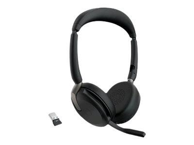 Jabra Evolve2 65 Flex UC Stereo - Cuffie con microfono - on-ear - Bluetooth - senza fili - eliminazione rumore attivata - USB-A - nero - Ottimizzato per UC