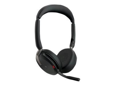 Jabra Evolve2 65 Flex MS Stereo - Cuffie con microfono - on-ear - Bluetooth - senza fili - eliminazione rumore attivata - USB-A - nero - Certificato per i team Microsoft