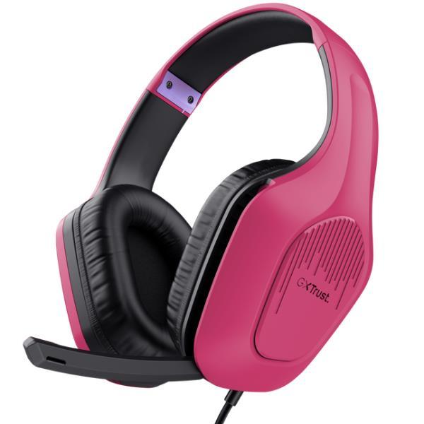 Trust GXT 415P Zirox - Cuffie con microfono - dimensione completa - cablato - jack 3,5 mm - rosa
