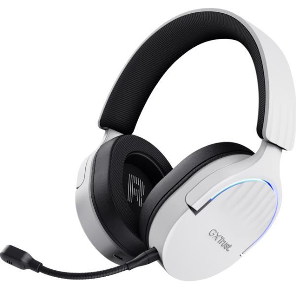 Trust GXT 491W FAYZO - Cuffie con microfono - canale 7.1 - dimensione completa - Bluetooth / Frequenza radio a 2,4 GHz - senza fili, cablato - jack 3,5 mm, USB-A tramite adattatore Bluetooth - bianco