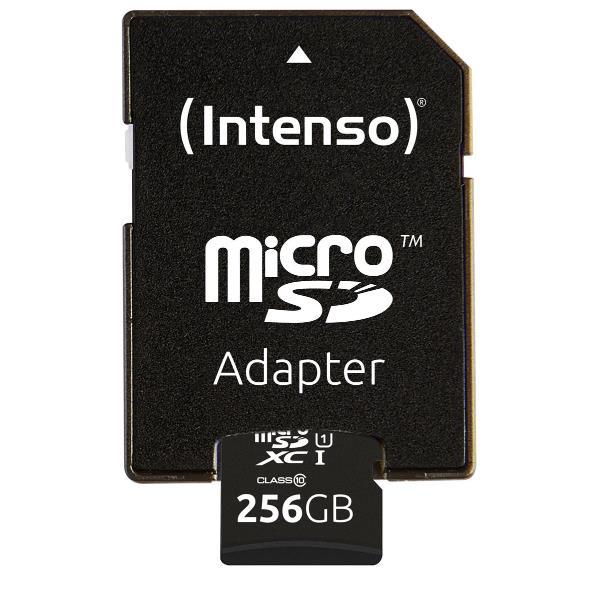 Intenso Premium - Scheda di memoria flash (adattatore da microSDXC a SD in dotazione) - 256 GB - UHS-I / Class10 - UHS-I microSDXC