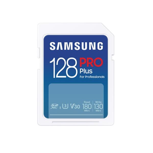 Samsung PRO Plus MB-SD128S - Scheda di memoria flash - 128 GB - Video Class V30 / UHS-I U3 / Class10 - UHS-I SDXC - bianco