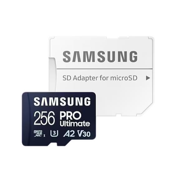 Samsung PRO Ultimate MB-MY256SA - Scheda di memoria flash (adattatore a SD in dotazione) - 256 GB - A2 / Video Class V30 / UHS-I U3 - UHS-I microSDXC - blu