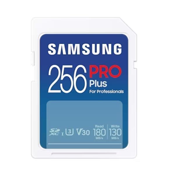 Samsung PRO Plus MB-SD256S - Scheda di memoria flash - 256 GB - Video Class V30 / UHS-I U3 / Class10 - UHS-I SDXC - bianco