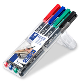 STAEDTLER Lumocolor 313 - Marcatore - permanente - nero, rosso, blu, verde - 0.4 mm - superfine (pacchetto di 4)