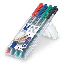 PEnne Lumocolor Permanent 4 colori assortiti 0.6 mm fine adatti a qualsiasi superficie dry safe inchiostro permanente