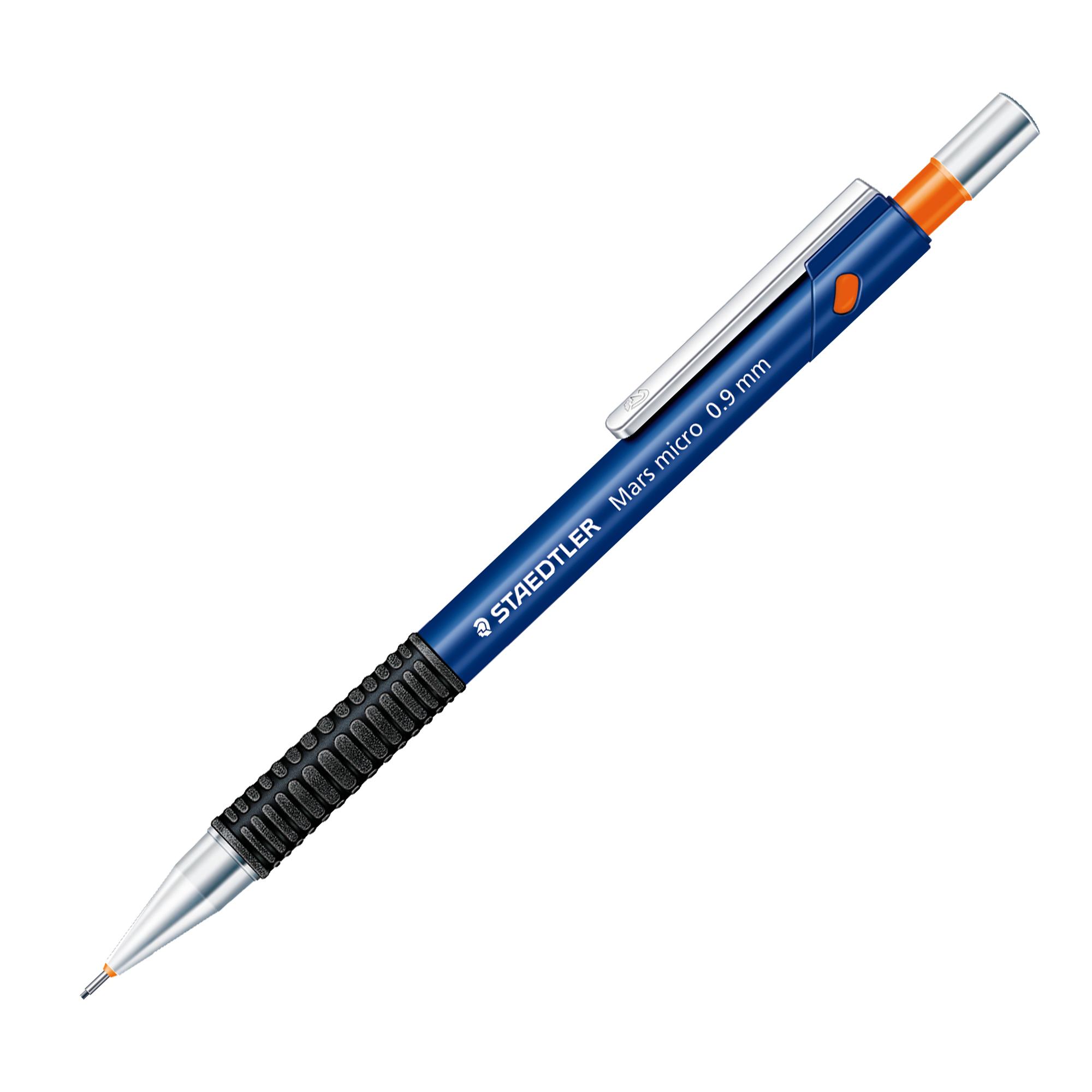 Portamine Mars Micro blu 0.5 mm impugnatura in caucciù clip pulsantino e puntale in metallo gommino e mine HB (conf.10)