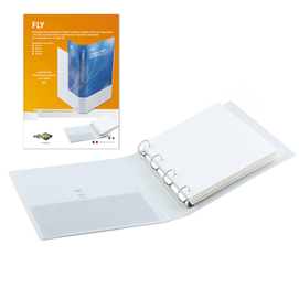 Raccoglitore personalizzabile Fly - 22 x 30 cm - 4 anelli a D 17 mm - dorso 5,5 cm - bianco - Sei Rota